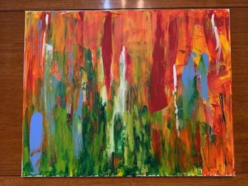 An abstract painting of a forest fire